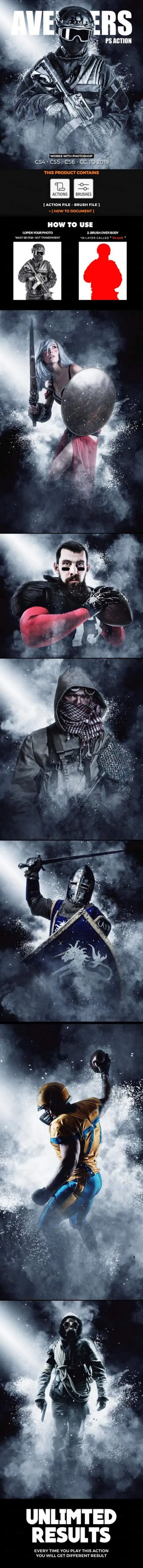 战争爆炸特效照片后期处理ps动作Avengers Photoshop