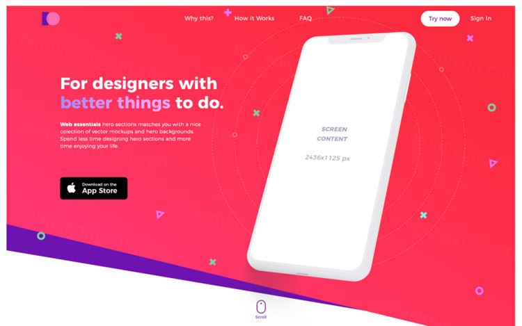 网页设计APP移动界面毕业设计作品网页展示样机模板 Creative Headers
