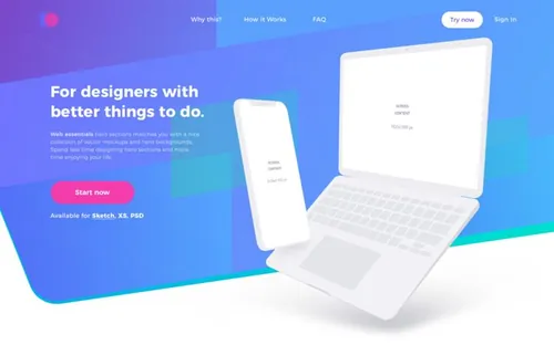 网页设计APP移动界面毕业设计作品网页展示样机模板 Creative Headers