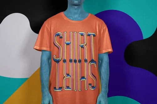 圆领男人T恤样机场景 Psd T-shirt Man Mockup Scene