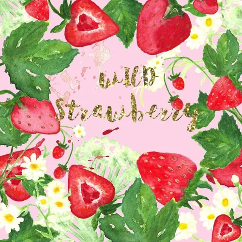 野草莓水彩花卉剪贴画 Wild strawberry wat