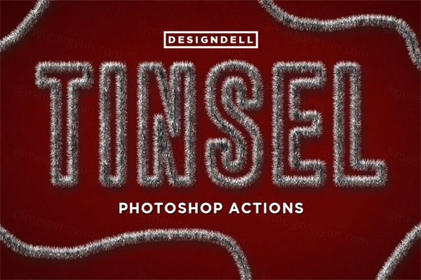 金属字体设计ps特效 Tinsel Photoshop Effects