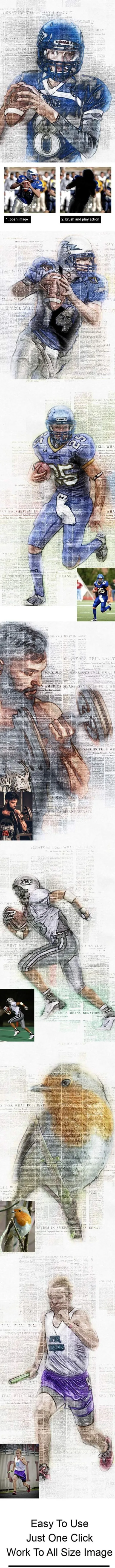 抽象报纸杂志照片效果ps动作Signature CS4