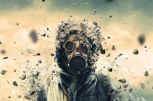 震撼的爆破和粉碎效果的神奇ps动作Retrowave Photosho