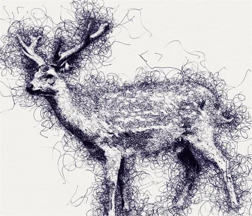 钢笔乱涂素描艺术效果ps动作Realistic Oil Paintin