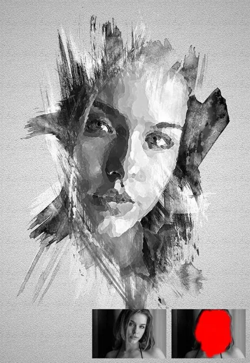 复古抽象水彩绘画照片处理效果Teal amp;amp; Orange Effect