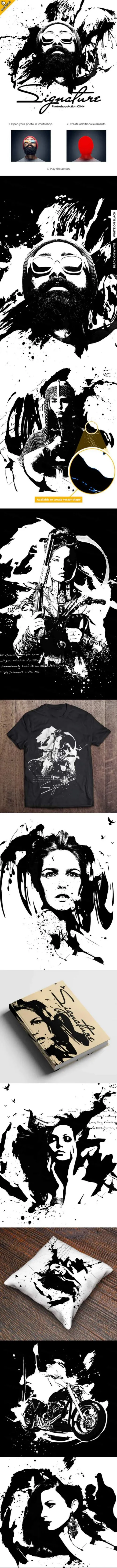 黑白半色调墨水飞溅艺术效果Fantasy Glowing