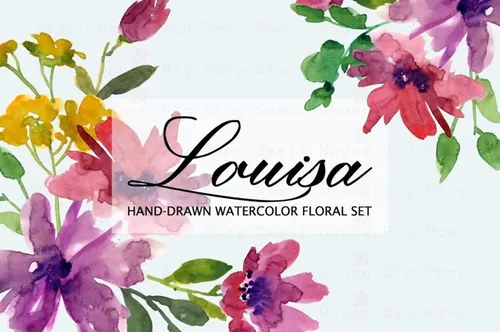 水彩花卉剪贴画 Louisa - Watercolor Cl