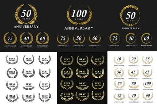 7周年庆logo设计模板 Anniversary Emblems Set