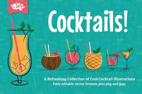 鸡尾酒派对矢量图 Cocktail Party Vector