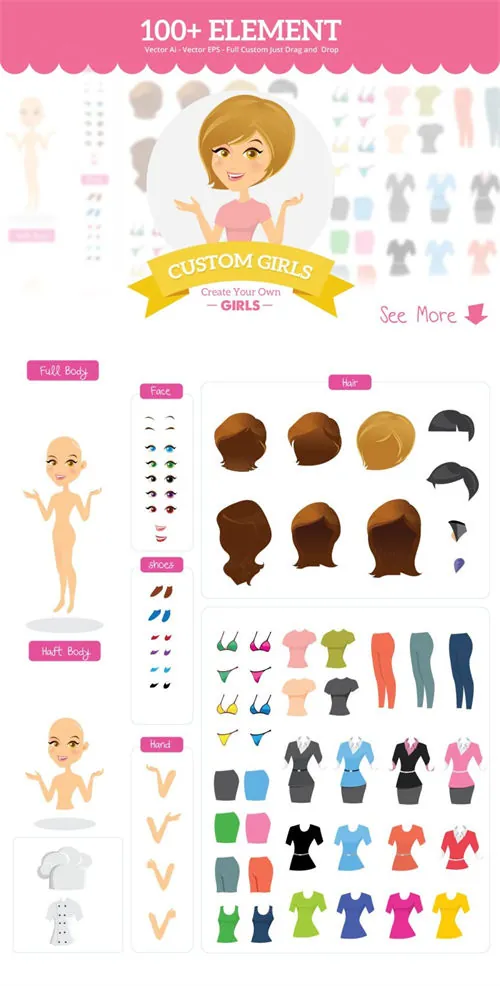 创意logo制作模板 Custom Girls  Logo Badges Creator