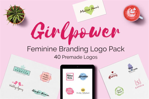 婚礼logo设计 Feminine Branding Logo Set