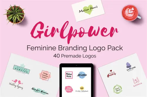 婚礼logo设计 Feminine Branding Logo Set