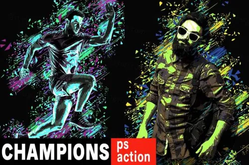 时尚高端震撼的冠军绚丽色彩ps动作Abstract Imprassion