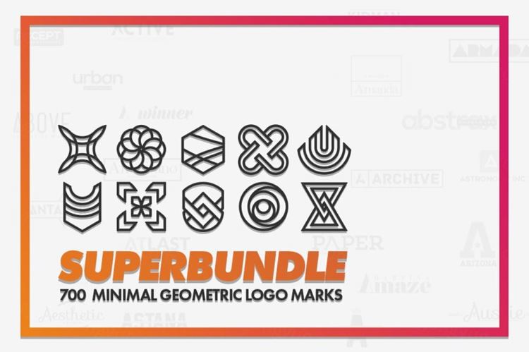极简主义几何logo素材 Minimal Geometric Logo Marks Bundle