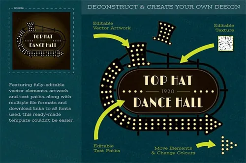 装饰艺术舞厅logo设计 Art Deco Dance Hall Logo Design