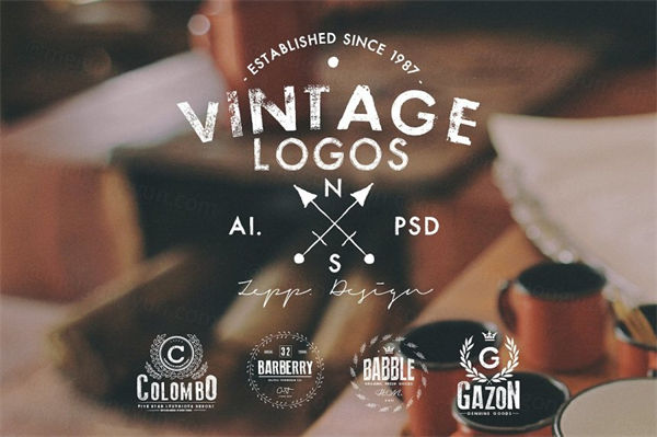 经典logo设计素材 Vintage Logos  Badges Set