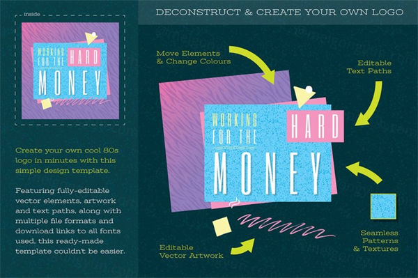 logo设计模板 Motivational 80s Logo Template