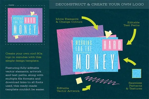 logo设计模板 Motivational 80s Logo Template