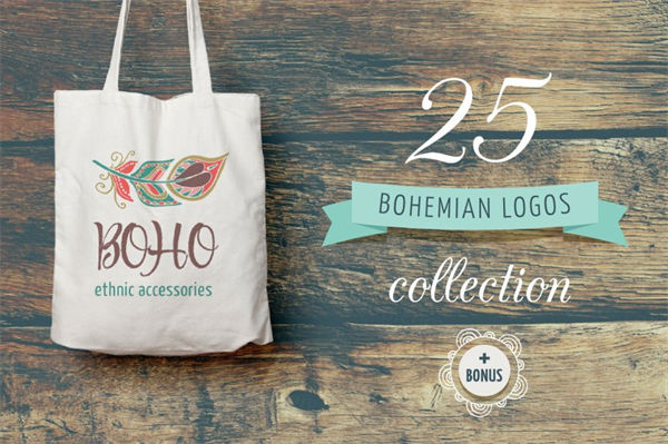 波西米亚logo图形素材 Bohemian Logos bundle  BONUS