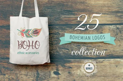 波西米亚logo图形素材 Bohemian Logos bundle  BONUS
