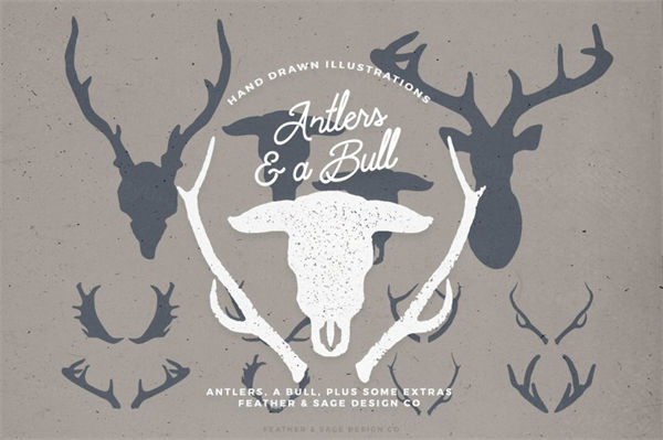 公牛矢量logo设计 Antlers  a Bull Vector Graphics