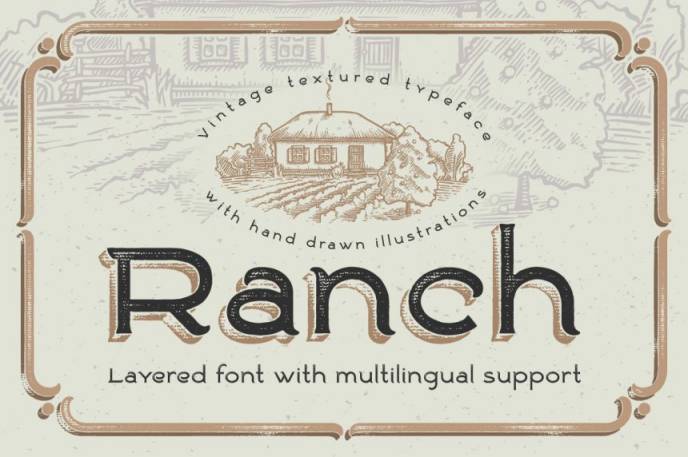 复古时尚字体设计 Ranch typeface  bonus