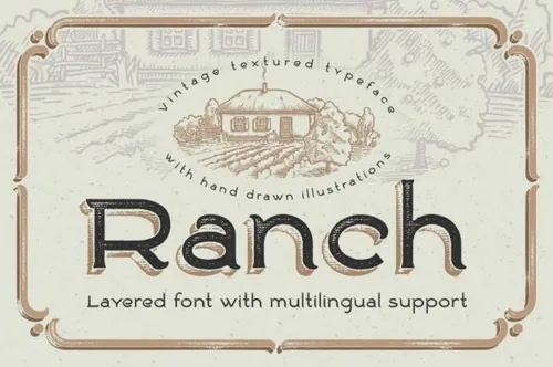 复古时尚字体设计 Ranch typeface  bonus