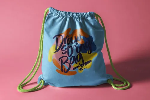 拉绳袋外观设计图样机模板 Psd Drawstring Backpack Bag Mockup