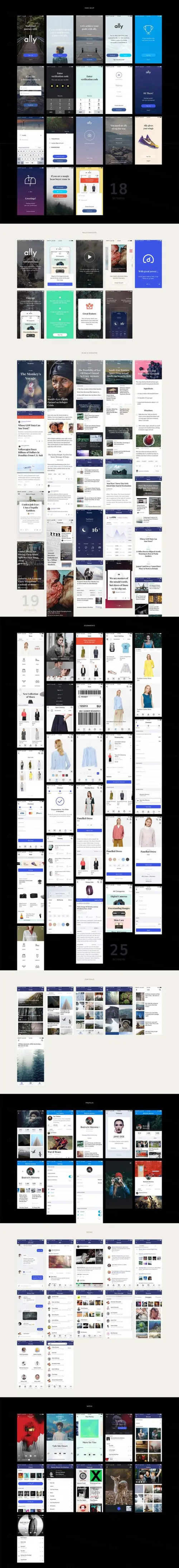 一套完美的适合资讯和社交的APP Ui Kit套装下载(PSD+Ske