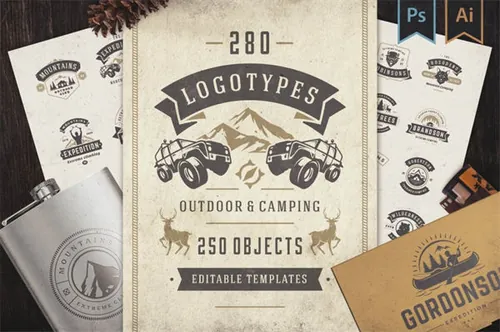 户外品牌Logo标志和徽章模板 280 Outdoor logos and