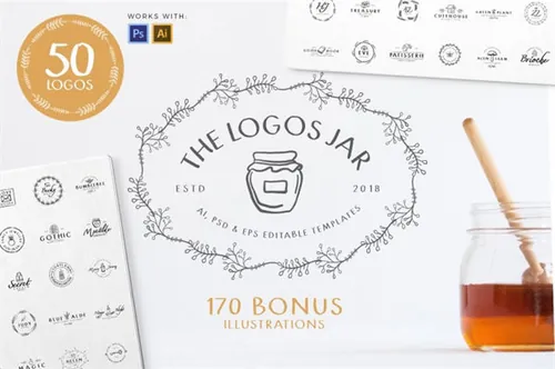 优雅的罐子模板 Jar of Logos  50 Logo Templates