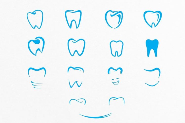 牙齿形状护理标志 Tooth Shapes For Dental Care Logos