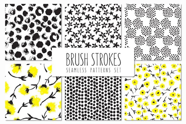 花卉笔刷无缝图案 Brush Strokes. Seamle