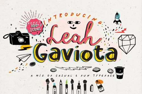 创意趣味字体 Leah Gaviota Script
