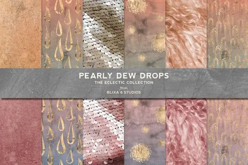 水彩烫金纹理背景 Pearly Dew Drops