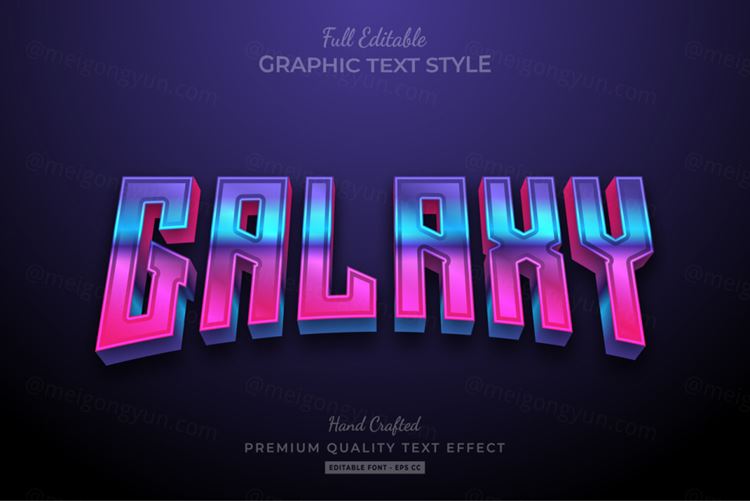 三维立体特效字体文本特效可编辑EPS矢量模板素材3d editable text style effect