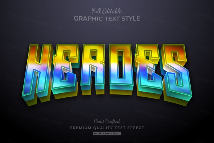 三维立体特效字体文本特效可编辑EPS矢量模板素材3d editable text style effect