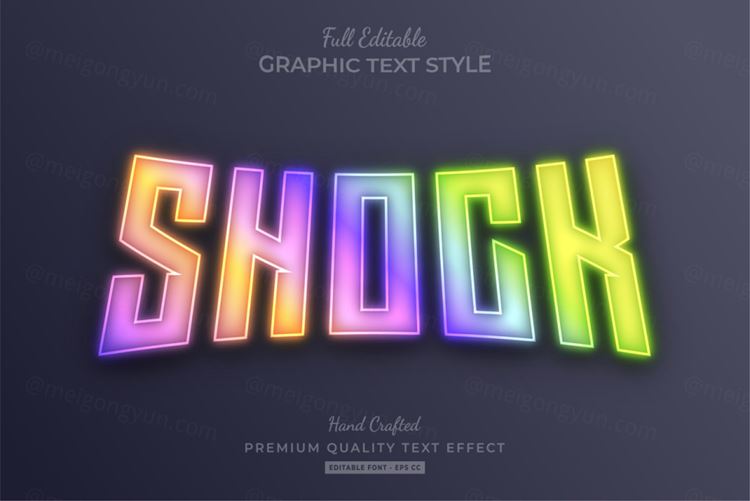 三维立体特效字体文本特效可编辑EPS矢量模板素材3d editable text style effect