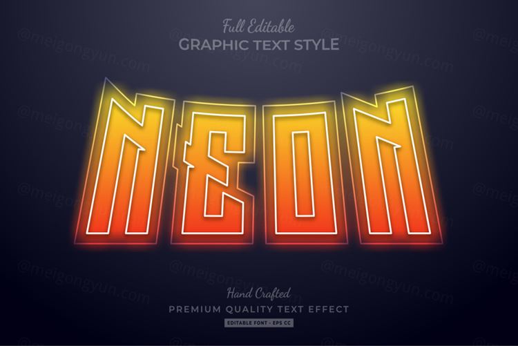 三维立体特效字体文本特效可编辑EPS矢量模板素材3d editable text style effect