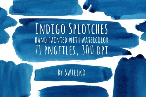 水彩笔刷背景 Watercolor Indigo Splot
