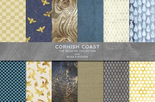 烫金金箔水彩背景纹理 Cornish Coast Gold
