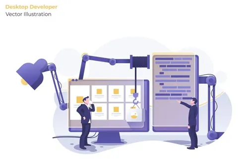 有创意的桌面软件开发概念矢量插画34desktop-developer-vector -