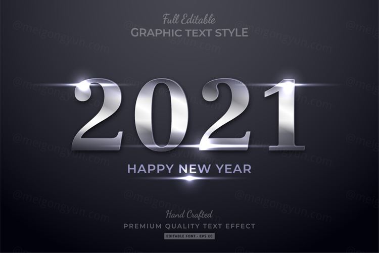 三维立体金属特效字体文本特效可编辑EPS矢量模板素材3d editable text style effect