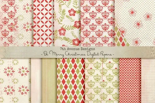 节日数码纸张模板 Be Merry Digital Papers