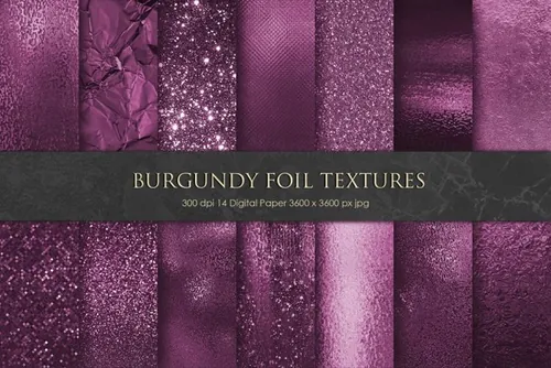 紫红色金属箔和闪光背景纹理Burgundy Foil