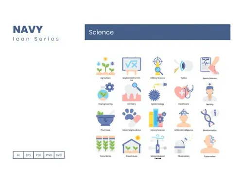 科学图标海军系列Science Icons Navy Series