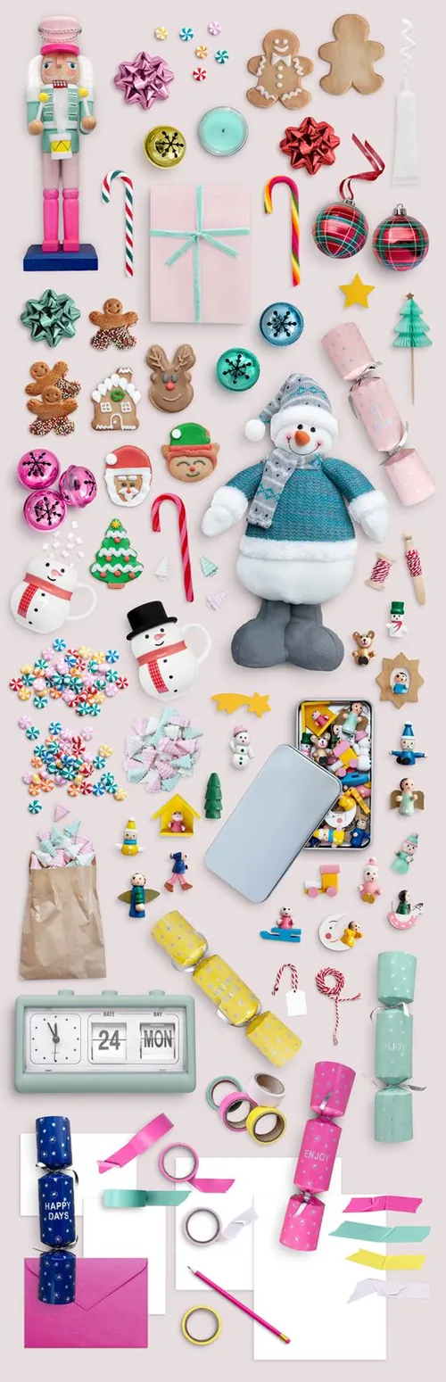 圣诞节糖果色教堂饼干甜美可爱场景模拟素材