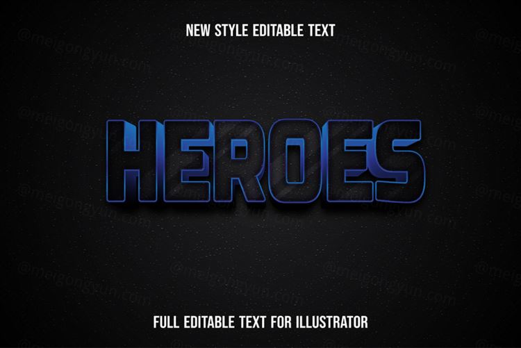 三维立体金属特效字体文本特效可编辑EPS矢量模板素材3d editable text style effect