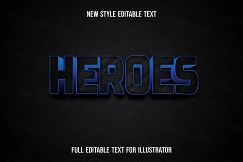 三维立体金属特效字体文本特效可编辑EPS矢量模板素材3d editable text style effect